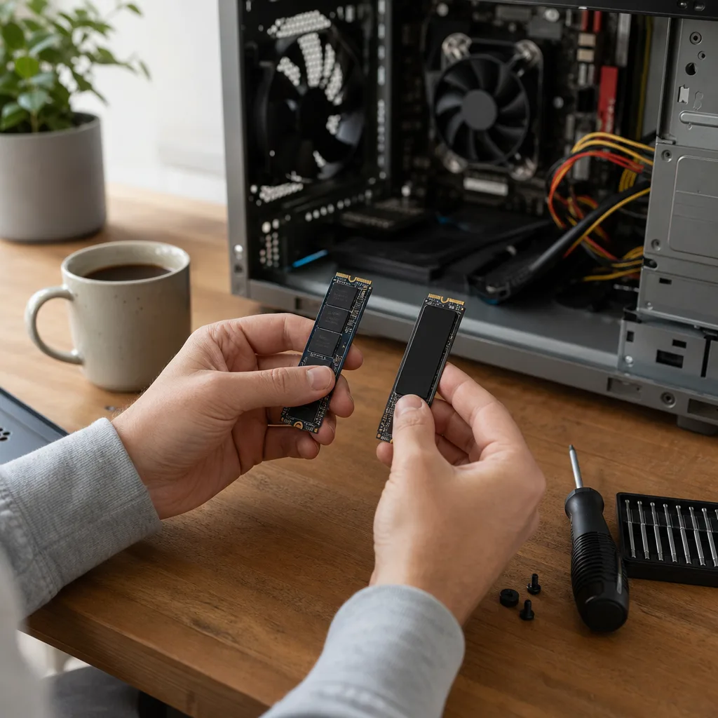 Redaktionell bild om dram vs dramless ssd