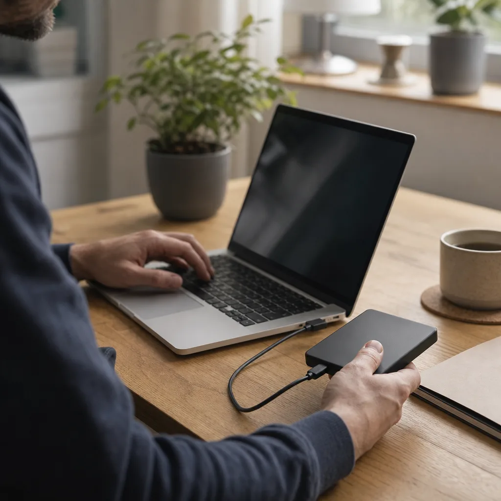 Redaktionell bild om extern harddisk syns inte