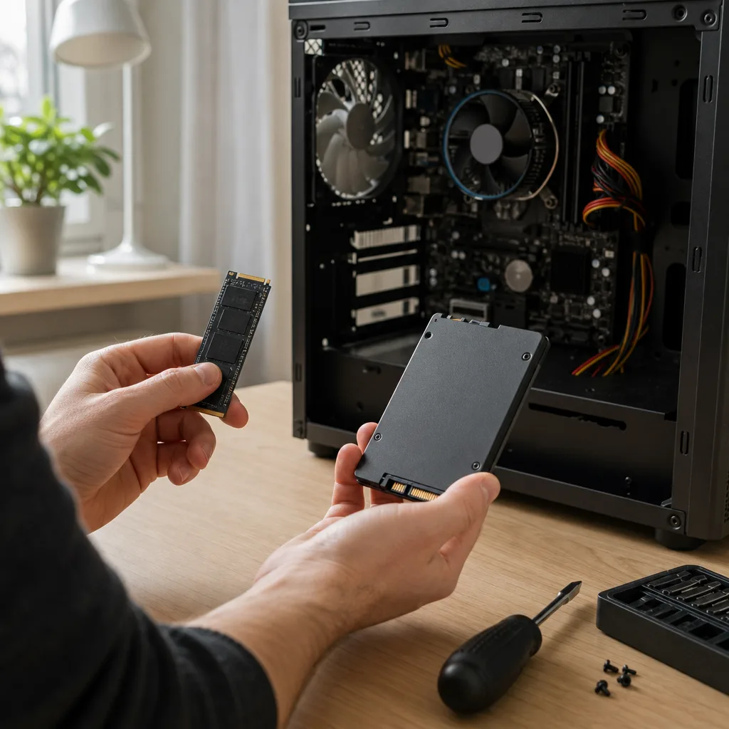 Redaktionell bild om m2 vs sata ssd